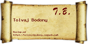 Tolvaj Bodony névjegykártya